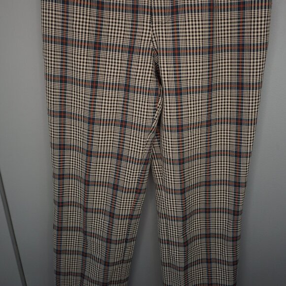 Reformation Franklin Straight Leg Trouser Pants in Beige and Red Plaid size 6 - Picture 4 of 16